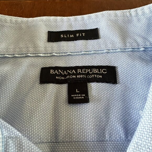 Banana Republic Slim Fit Blue Button Down Shirt Men’s Large 100% Cotton - Picture 2 of 3